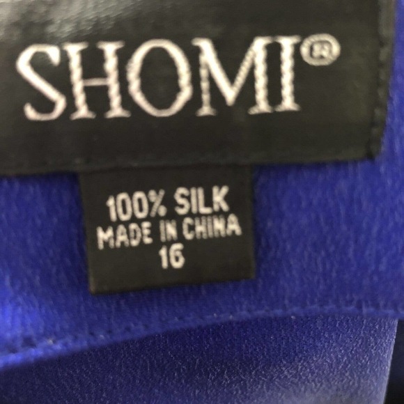 SHOMI By Miller Shop 2 Pc Skirt Tunic Set Silk Size 16 Cobalt Blue Gold Buttons - Picture 4 of 8